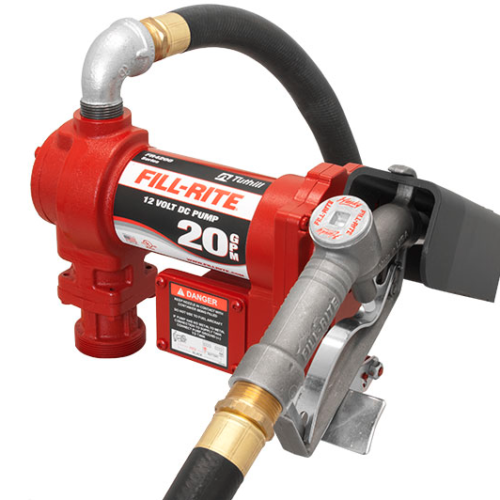 Bomba de DC de alto flujo y 12 voltios, con manguera y pistola manual / 20 GPM