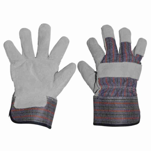 Guantes unitalla de carnaza y loneta