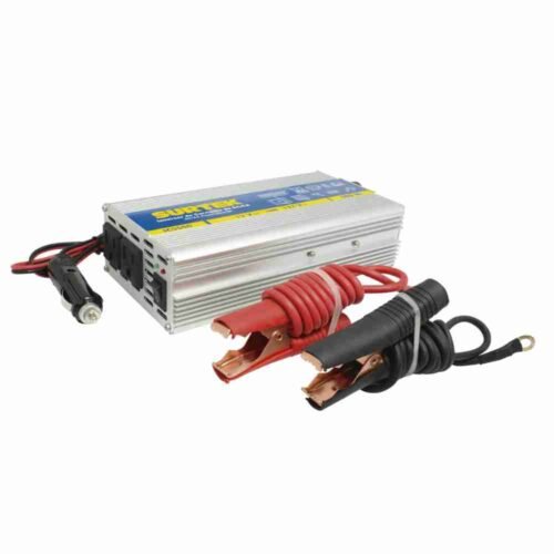 INVERSOR CORRIENTE DC-AC CON CABLES TIPO CAIMAN 500W
