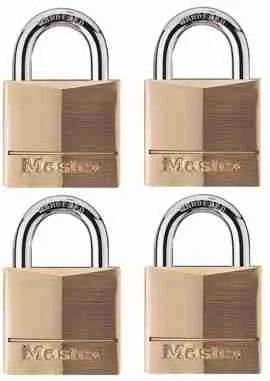 CANDADOS JUEGO 4 PZAS LATON SOLIDO LLAVES IGUALES 1 9/16 (40MM) GANCHO 7/8