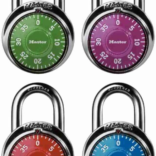 CANDADO COMBINACION 1 7/8 (48MM) CARATULA 4 COLORES NEGRO ROJO AZUL. PURPURA