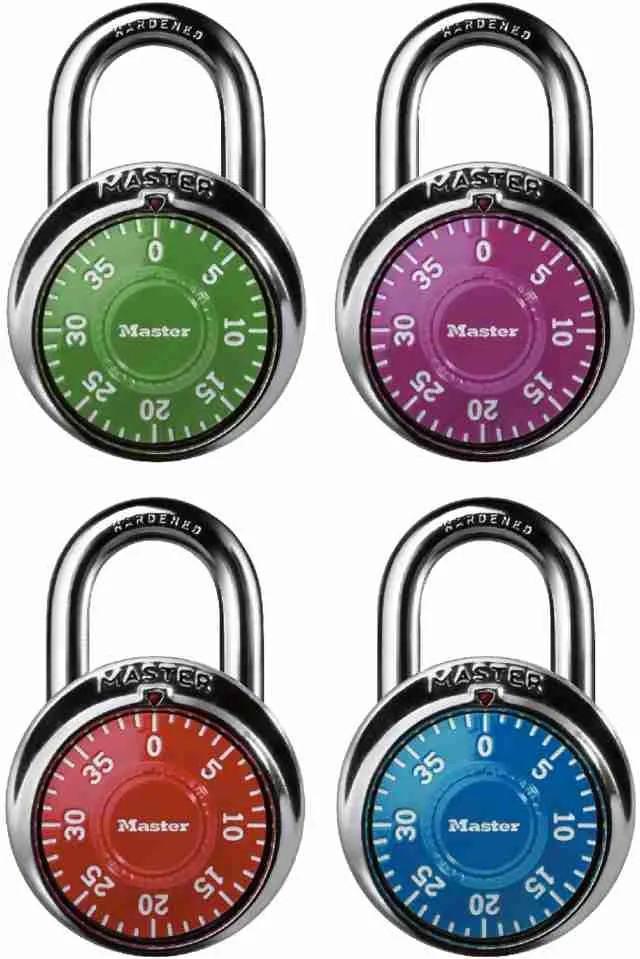 CANDADO COMBINACION 1 7/8 (48MM) CARATULA 4 COLORES NEGRO ROJO AZUL. PURPURA