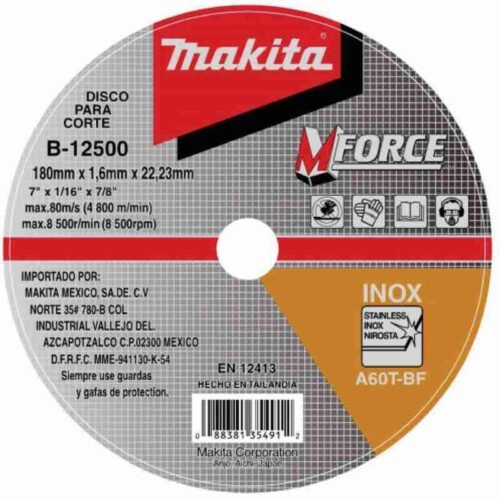 DISCO CORTE ACERO INOX 7x7/8x1.60mm