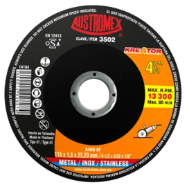 DISCO CORTE 4-1/2X1/16X7/8 ACERO AL CARBON E INOXIDABLE