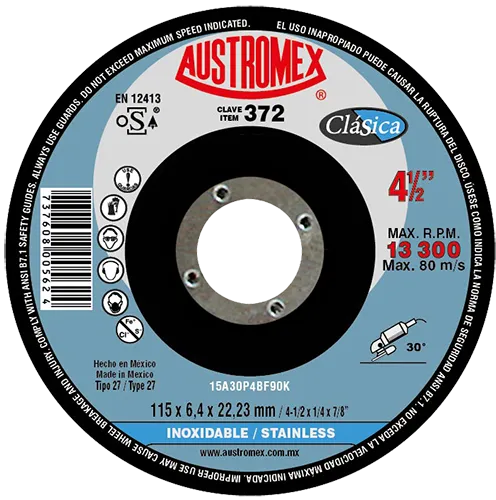 DISCO DESBASTE INOX 4 1/2X1/4