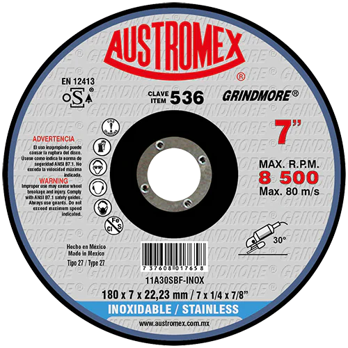 DISCO 7" DESBASTE INOX