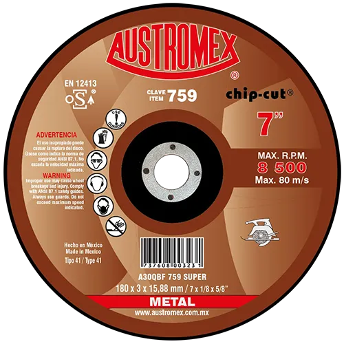 DISCO CORTE METAL 7X3/32X5/8 CHIP CUT